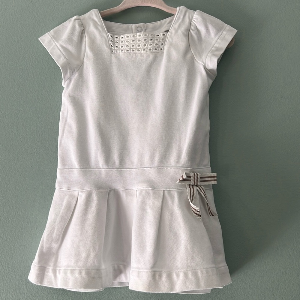 Jacadi Paris white dress with striped bow